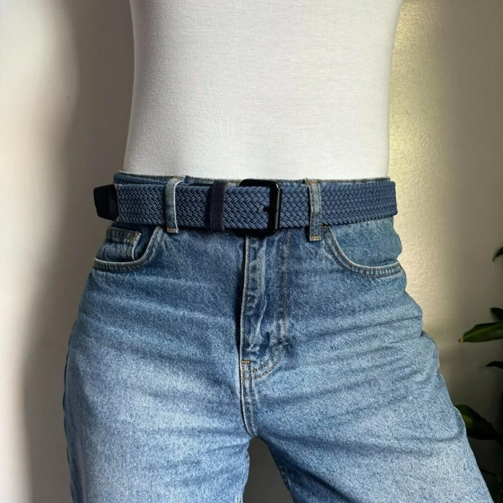 Vintage blue Oxford‎ leather braided belt